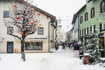 Wall Mural - Christmas markets in San Candido. Magical Val Pusteria under the snow.