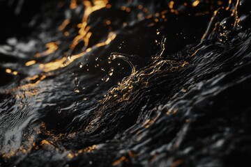 Poster - Abstract liquid with gold highlights.