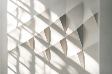 Poster - White, geometric, sculpted wall with light and shadow.