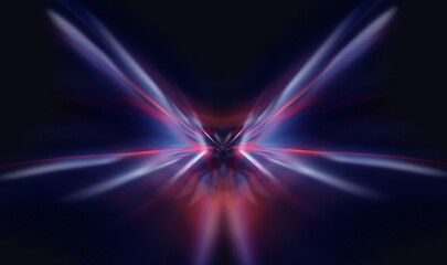 Wall Mural - abstract neon background, rays of light in the dark.