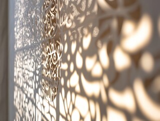 Poster - Shadowy wall detail with ornate cutouts.