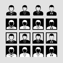 Wall Mural - Man young old boy Avatar photo profile picture image icon set collection Vector Silhouettes flat sytle
