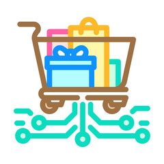 virtual shopping cart augmented reality color icon vector. virtual shopping cart augmented reality sign. isolated symbol illustration