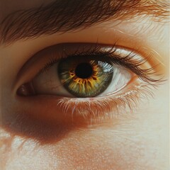 Wall Mural - Close-up of human eye with detailed iris and eyelashes