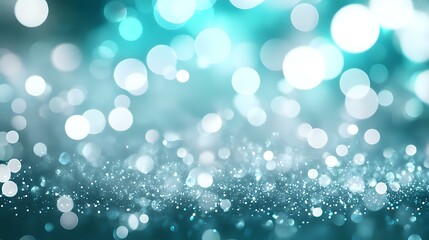 Wall Mural - gradient teal and silver background with swirling glitter and glowing bokeh for a sophisticated mode