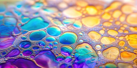 Poster - Colorful liquid with many bubbles