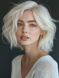 White beautiful woman professional hair model