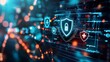 © PixelPlace - Health info medical privacy. A digital illustration showcasing cybersecurity icons, including shields and padlocks, representing data protection and online security.