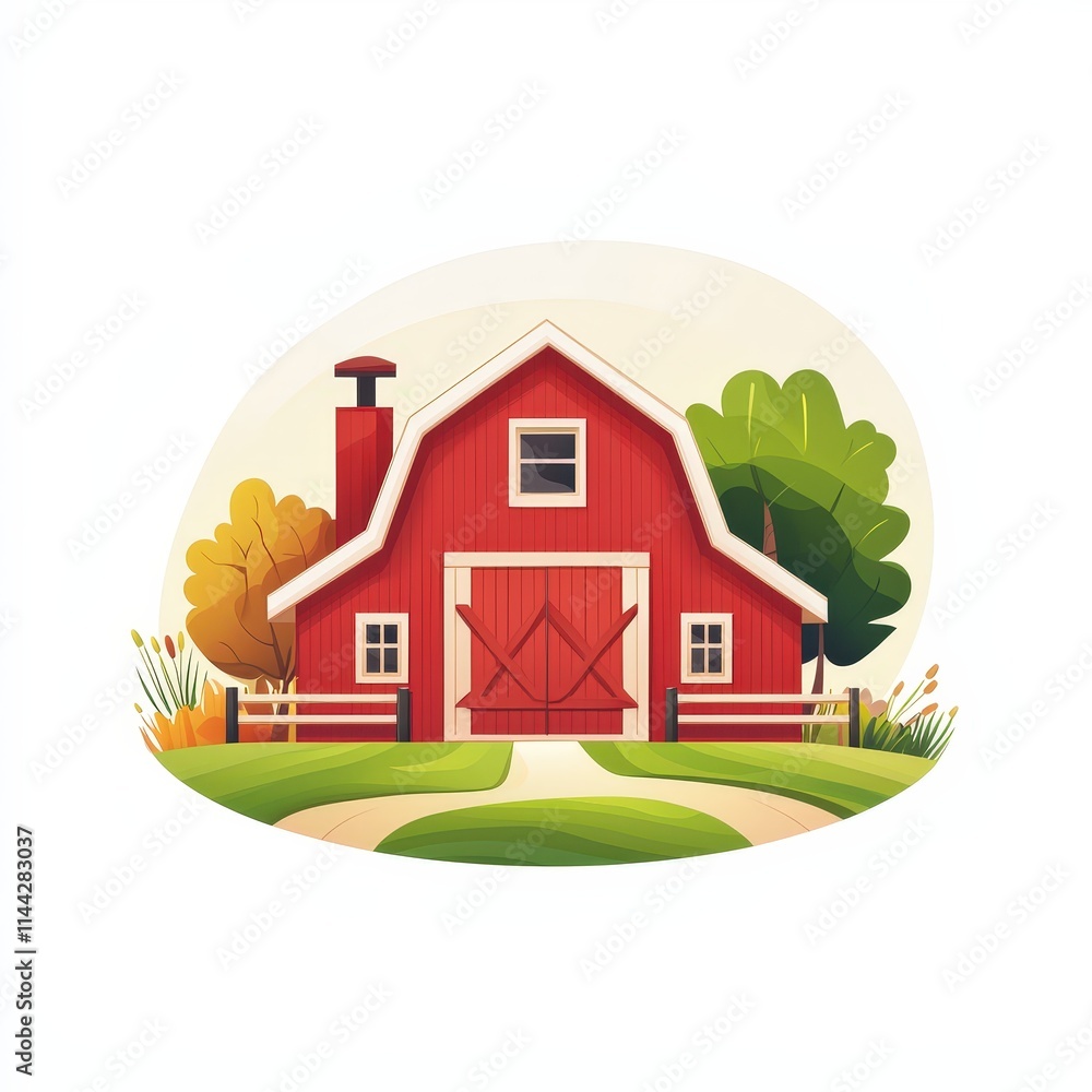Design of farm house concept icon logo illustration isolated on white ...