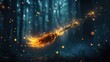 © Rizall - Enchanted Soar: A Magical Broomstick Illuminated Against a Halloween Night