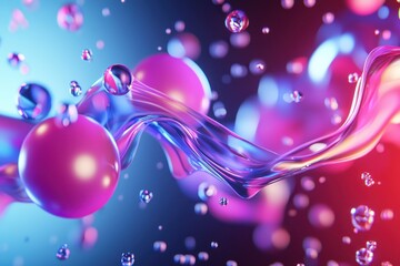 Poster - Colorful Abstract Fluid Shapes and Bubbles in Dynamic Movement