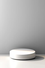 Poster - Minimalist Round Pedestal Displaying Object Against Gray Background