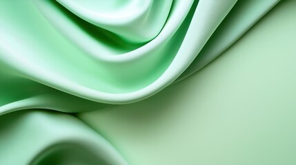 Poster - Elegant Soft Green Fabric Drapery with Gentle Waves and Texture
