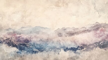 Aufkleber - Tranquil Abstract Mountain Landscape in Soft Watercolor Palette
