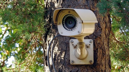 Leinwandbilder - Cctv camera surveillance parking lot security equipment urban environment high angle safety monitoring