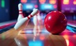 © junet - bowling alley red bowling ball white bowling pin