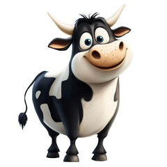 cartoon character cow isolated on transparent white background, png