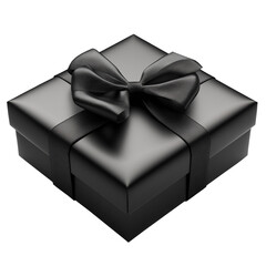 black gift box isolated on transparent white background, png