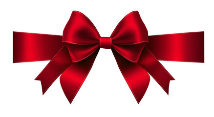 a red bow with a ribbon isolated on transparent white background, png