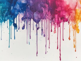 Wall Mural - This image features an abstract art piece with vibrant colors dripping down the canvas, creating a lively and modern aesthetic suitable for home decor.