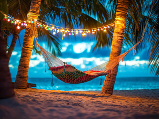 Wall Mural - Beach Hammock Night Lights