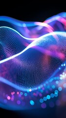 Wall Mural - vibrant waves of light and color create an abstract digital landscape in a futuristic setting