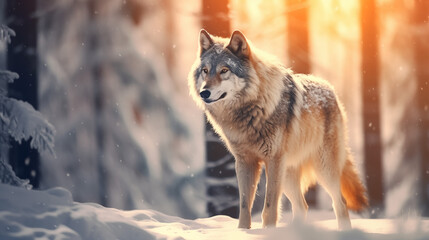 Naklejka na meble Gray wolf in winter