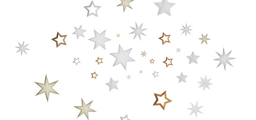 Canvas Print - An image of multiple stars scattered on a black background, with golden and white shades.