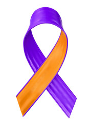 Wall Mural - Purple And Orange Awareness Ribbon Loop For Fevereiro Roxo E Laranja In 3D Render with transparent background