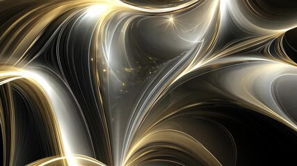 Wall Mural - elegant swirls of gold and silver create a mesmerizing abstract design amidst a dark background