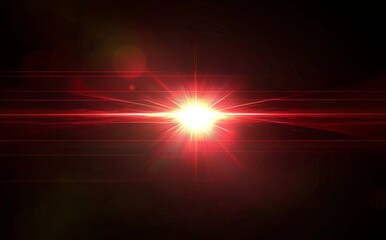 Wall Mural - a digital lens flare featuring a red beam of light on a png or transparent background, with a sun gl