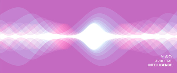 Wall Mural - abstract background with transparent overlapping waves with horizontal mirror reflection effect. dyn