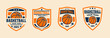 © onemoretime - Basketball vintage logo vector bundle, emblem set collections. Basketball logo badge template bundle