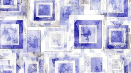 Wall Mural - Abstract geometric pattern featuring nested blue diamonds with crisp white lines, creating a dynamic, modern design