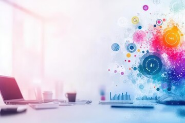 Aufkleber - Lively watercolor design of collaborative business environments with automated data insights