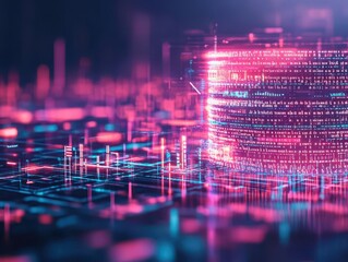 Aufkleber - A futuristic cityscape made of code, with glowing protective barriers shielding it from cyberattacks