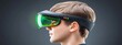 © songwut - Young Boy Wearing Innovative Augmented Reality Glasses with Futuristic Design and Green Lenses, Ideal for Technology and Education Concepts