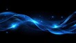 © Fenny - Abstract glowing blue wave with particles on black background.