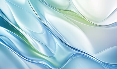 Wall Mural - abstract background with glass, light blue and green shapes, shining in the air, light reflections o