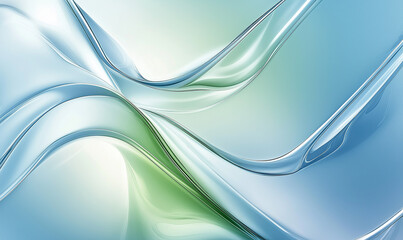 Wall Mural - abstract background with glass, light blue and green shapes, shining in the air, light reflections o
