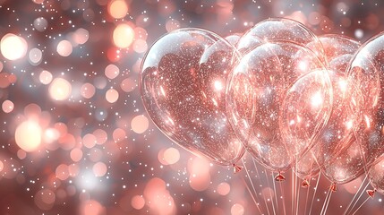 Aufkleber - Elegant Glittery Balloons Sparkling in Bokeh Light for Celebrations : Generative AI