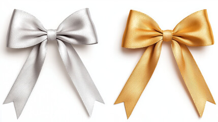 Wall Mural - Gift and Decoration, Elegant silver and gold ribbon bows, perfect for gifts and decorations