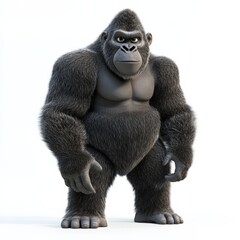 Wall Mural - Cartoon gorilla standing on a white background