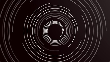 Glowing white color line background animation circle system over black background.