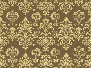 Wall Mural - Elegant intricate floral damask pattern in light grey and white, textile, ornate, classic