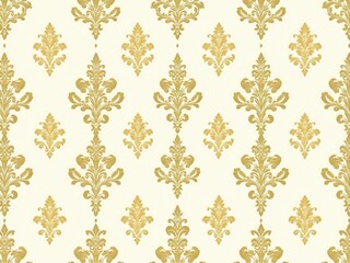 Wall Mural - Elegant seamless damask wallpaper in shades of gold and cream, luxury, textile