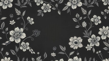 Wall Mural - Floral wallpaper with charcoal seamless design, charcoal, abstract