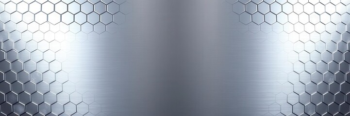 Wall Mural - Hexagonal abstract metal background with soft glowing light, industrial, backdrop