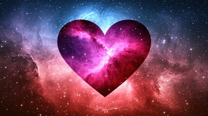 Wall Mural - Cosmic Heart Shaped Nebula in Starry Galaxy Background