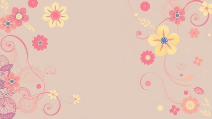 Wall Mural - Abstract swirls and floral patterns in a retro wallpaper design, colorful, floral, pastel